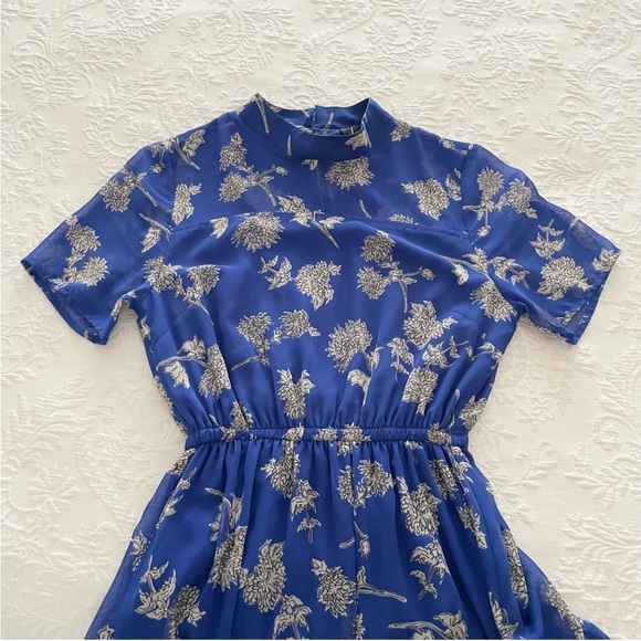 NWOT Lulus Floral Dressed Up Royal Blue Floral Print Midi Dress XSmall - Picture 4 of 9